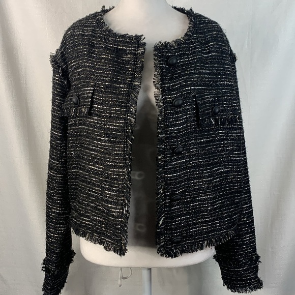 Express Black Tweed Cropped Blazer- NWT - Picture 4 of 16